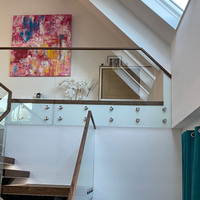 Système de balustrade sans cadre EKOO, design moderne, pour balcon, véranda, escalier, garde-corps en verre avec supports en acier inoxydable