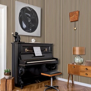 แผ่นไม้ตกแต่งลายเส้น 3 มิติ แผ่นผนังไม้ระแนง 3 มิติ สำหรับตกแต่งภายใน ดูดซับเสียง เหมาะสำหรับห้องสตูดิโอ สำนักงาน และผนังตกแต่ง - Product Image 4