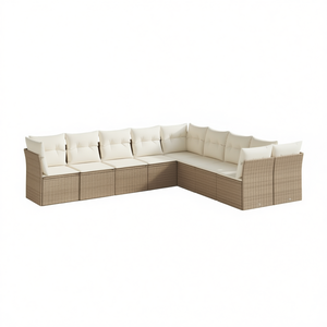 Ensemble de canapés de jardin modulaires en rotin beige, mobilier d'extérieur, 10 places et plus, design contemporain - Product Image 1