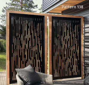 Panneau de clôture en acier Corten découpé au laser, écran d'intimité de jardin en aluminium et acier Corten, panneaux d'intimité en acier Corten et aluminium - Product Image 2