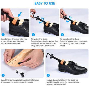 Tendeur de Chaussures en <span class=keywords><strong>Bois</strong></span> Amélioré, Type Mâle/Femelle, Élargisseur Réglable en Pin et Métal pour Chaussures à Talons Bas - Product Image 4