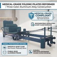 Mesin Pilates Reformer untuk Penggunaan di Rumah, Dapat Disesuaikan, Aluminium, Dapat Dilipat, Peralatan Kebugaran Studio untuk Pemulihan Setelah Kehamilan