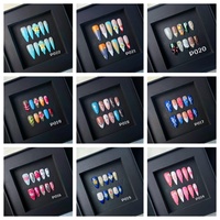 Ongles à presser personnalisables de luxe en acrylique, design 3D, forme amande, couverture complète, 10 pièces, 100 % faits à la main, faux ongles de haute qualité