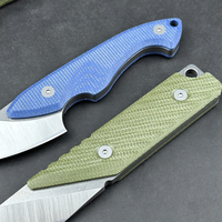 Couteaux de poche EDC à lame fixe miniatures en acier 14C28N avec manche en Micarta de lin pour le camping, la randonnée et la survie