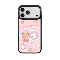 Coque de téléphone AG Feeling Black Edge avec motif lapin musical doré pour iPhone 17, 17 Pro Max, 16 Pro, 15 – Coque magnétique