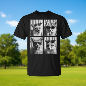 T-shirt avec des renards mignons et des lunettes de soleil, motif animal cool pour photomaton - Product Image 3