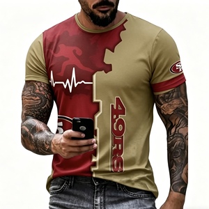 Camiseta de Hombre con Estampado del Equipo de los San Francisco 49ers, Camiseta Casual Transpirable de Poliéster de Manga Corta con Diseño de Dos Colores para Fanáticos de la <span class=keywords><strong>NFL</strong></span> - Product Image 4
