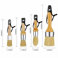 Ensemble de pinceaux de peinture de meubles de 5 pièces pinceaux ronds en cire de craie avec manche en bois