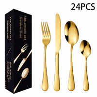 Ensemble de couverts modernes de luxe en acier inoxydable poli miroir pour mariage, hôtel, dîner