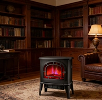 Poêle électrique à flamme 1500W avec protection contre la surchauffe, chauffage autonome blanc pour hôtels, instructions d'utilisation en anglais