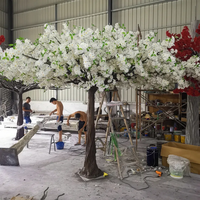 Kustom DIY 3-12m besar putih merah muda bunga ceri cabang pohon buatan Jepang bunga sakura pohon untuk Hotel restoran dekorasi