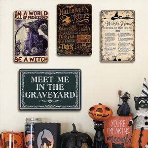 Ensemble de panneaux métalliques Halloween Rules Believe Magic, décoration d'intérieur effrayante, cadeau pour les fans de fantasy, art mural - Product Image 2