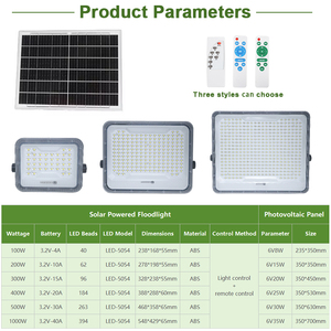 Projecteurs solaires LED étanches pour extérieur, télécommande et contrôle de la lumière, 100W 200W 300W 400W 500W 1000W - Product Image 3