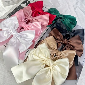 مشابك ساتان حريري كبيرة ، شريط للفتيات ، مشبك شعر طويل فرنسي ، دبوس شعر كاواي بعقدة - Product Image 4