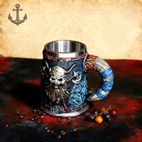 Vikings Pirate général tasse WJA29 nordique nouveau Design médiéval 600ml en acier inoxydable résine bière tasse rétro guerrier tasse à vin