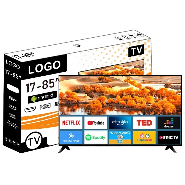 Factory Cheap Wholesale Accept Custom Smart Android TV OEM HD FHD Flat Screen Television 4K Smart Tv 50 65 75 85 Inch LED Tv