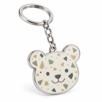 Porte-clés en métal personnalisé avec visière d'ours tacheté, logo sur mesure, cadeau d'entreprise en gros, fabricant OEM en vrac