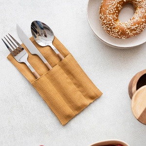 Bolsas de Lino para Cubiertos de Mesa con Soporte de Fábrica, Bolsas de Almacenamiento Personalizadas con LOGO, Estuches de Lino Puro para Cubiertos, Bolsas Enrollables para Cubiertos de Mesa - Product Image 4