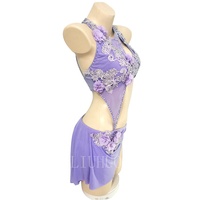 Costume de danse lyrique pour femme, jupe de pole dance, tenue de scène pour filles, couleur violette pour spectacle sur scène