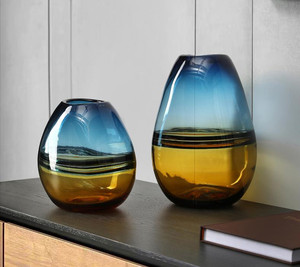 <span class=keywords><strong>Vase</strong></span> en verre moderne à rayures en spirale, Art créatif avec des cols fins et des motifs peints, décoration de la maison - Product Image 1
