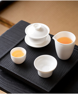 Juego de Té Portátil de Cerámica Blanca BAMBUS, Porcelana de Alta Gama, Moderno y Sencillo, para Oficina, Viajes, Estilo Chino - Product Image 1