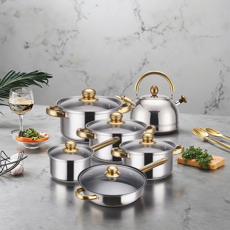 Modern Design 12 Pieces Pots Set Kitchen Cooking Pot Stainless Steel Non-stick Cookware Set with Handle · image 6