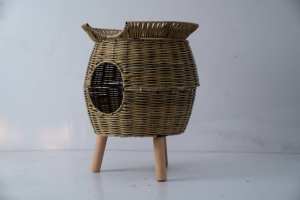 Komfortables Erhöhtes Katzenbett Haustier-Katzenhaus Gemütliches Bett für Pelzige Freunde Rattan-Kunsthandwerk Katzenhaus - Product Image 4