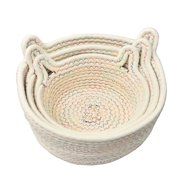 wholesale handwoven 100%cotton baby diaper basket Portable Storage Basket bathroom storage basket clothes for sale