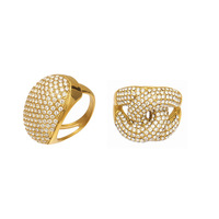 Bague de queue unisexe en acier inoxydable, style vent froid, avec zirconium intégral, ouverture latérale, texture élevée, forme œuf, entièrement sertie