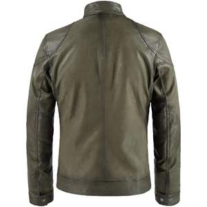 Veste en cuir pour homme personnalisée, col classique, style motard, manches longues, coupe-vent, vintage, pour moto - Product Image 2