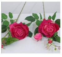 Vente en gros de roses artificielles à tiges multiples, fleurs en soie pour arche de mariage, décoration d'hôtel, plusieurs couleurs disponibles