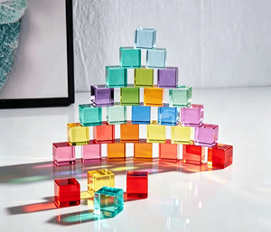 Juego de Bloques de Construcción Acrílicos Transparentes Ecológicos Personalizados, Impresión UV Montessori, Bloques Apilables de Cristal, Cubos de Lucite - Product Image 2