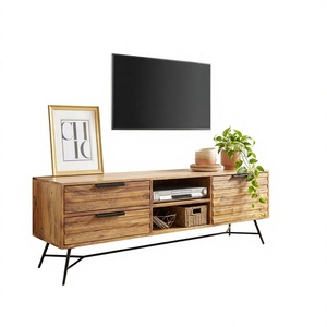 Commode en bois de chêne massif français à 2 tiroirs, design artisanal écologique, finition noyer, autoportante, pour salon et entrepôt - Product Image 5