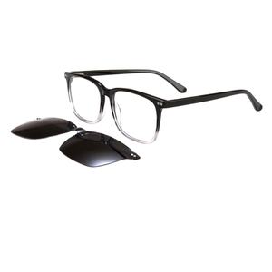 Nouvelles lunettes de soleil carrées élégantes en acétate à monture intégrale, lunettes de soleil à clip magnétique bicolores, montures de lunettes de soleil tendance - Product Image 1