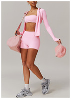Ensembles de vêtements de sport à logo personnalisé Vêtements de fitness pour femme, ensemble de leggings d'entraînement, vêtements de yoga à la mode, soutien-gorge de sport, ensemble de yoga 5 pièces pour femme