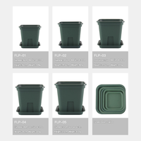 Pots de pépinière carrés en plastique vert de 16/19/21/24/27 cm pour le contrôle des racines, pour plantes de pépinière et fleurs