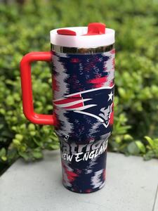 Tazze Personalizzate da 40oz in Acciaio Inox con Stampa Patriottica, Bicchieri della Squadra di Football della New England con Manico - Product Image 2