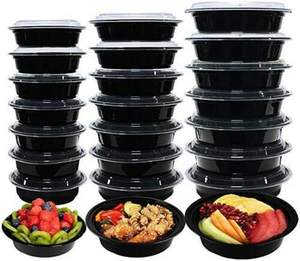 Negro Microvable <span class=keywords><strong>comida</strong></span> rápida caja de ensalada recipiente desechable contenedor de alimentos <span class=keywords><strong>para</strong></span> <span class=keywords><strong>llevar</strong></span> con tapas - Product Image 1
