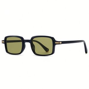 Lunettes de soleil carrées rétro unisexes 2025 avec logo personnalisé, rivets, protection UV400, petite monture rectangulaire pour hommes et femmes - Product Image 6