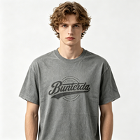 T-shirt Homme Vintage Grammage Lourd Gris Effet Délavé à l'Acide Motif Rétro Haut Décontracté d'Été Vente en Gros Lot en Gros