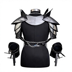 Steel Chainmail Armor Set With Shoulder Pauldrons And Arm Guards Silver Plated Fashion Costume Wearable Metal Craft - Product Image 4