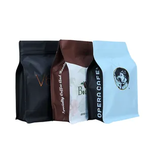 Wholesale factory custom eco friendly compostable empty coffee tea bags with valve and zipper bags for coffee packaging