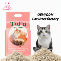Litière pour chat en tofu en vrac, vente en gros, naturelle, sans poussière, agglomérante supérieure, écologique, jetable aux toilettes, usine ODM OEM