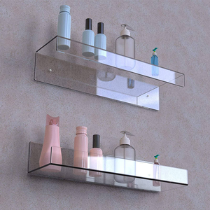 Étagère murale flottante en acrylique transparent, <span class=keywords><strong>support</strong></span> d'affichage invisible pour salle <span class=keywords><strong>de</strong></span> bain, chambre, bureau, rangement <span class=keywords><strong>de</strong></span> livres et <span class=keywords><strong>de</strong></span> décorations, logo personnalisé - Product Image 1