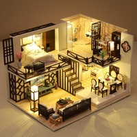 Kit de Casa de Muñecas en Miniatura de Madera Ensamblado a Mano al por Mayor, Adorno de Escritorio DIY de Mini Villa China Moderna Estilo Loft