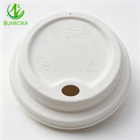 SUMKOKA Couvercles biodégradables 90 mm pour gobelets à boissons chaudes et froides, en bagasse de canne à sucre, pour café à emporter
