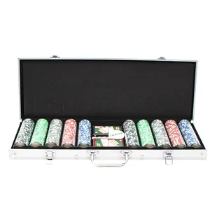 custom poker set Suppliers-Hot Sale benutzer definierte Logo 500 Stück Casino Poker Chips mit Aluminium gehäuse gesetzt