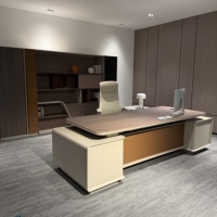 Meubles de bureau commerciaux, bureau de direction moderne et luxueux, table de patron haut de gamme avec armoires de rangement double face