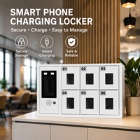 Casier de recharge pour téléphone intelligent à 6 portes avec chargement USB, rangement sécurisé en acier pour bureau, école, salle de sport