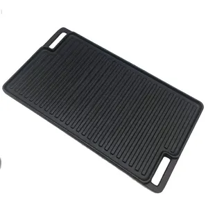 Vente chaude OEM ODM Poêle à griller <span class=keywords><strong>rectangulaire</strong></span> en fonte pré-assaisonnée, durable, facile à nettoyer, compatible gaz et <span class=keywords><strong>induction</strong></span>, double face - Product Image 5